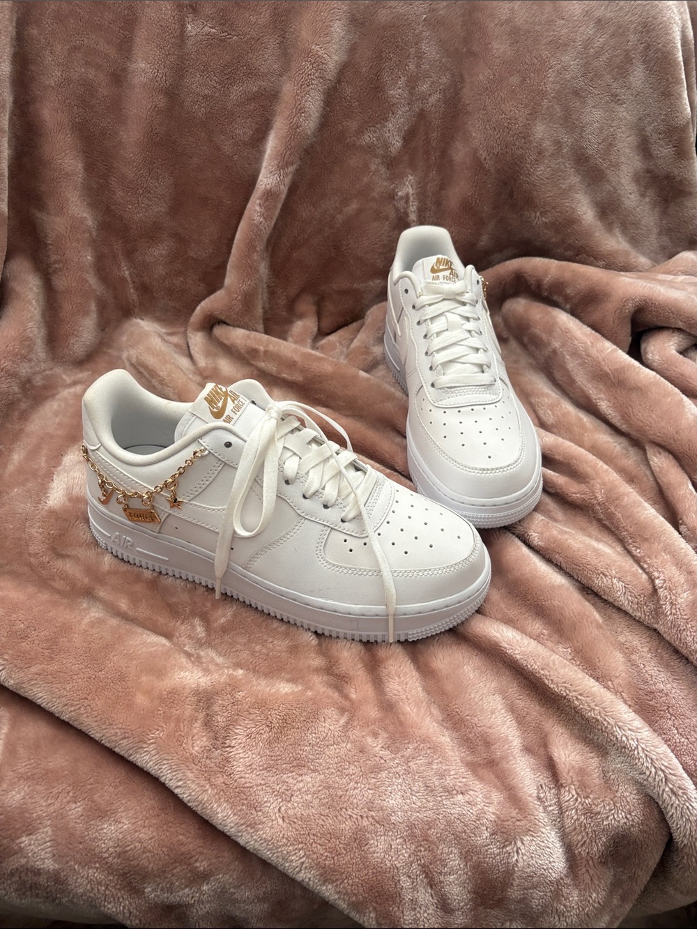 Nike Women's White Low-Top Sneakers with Gold Accents
